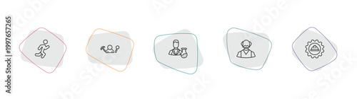 professions outline icon set. linear vector for ui, web and mobile. thin line athlete, archeologist, scientist icons.