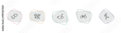 sports outline icon set. linear vector for ui, web and mobile. thin line match, excercise, golf icons.