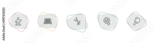 sport outline icon set. linear vector for ui, web and mobile. thin line ice skating man, hockey goal, capoeira icons.