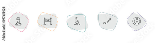 sports outline icon set. linear vector for ui, web and mobile. thin line golf champion, starting line, golf player hitting icons.