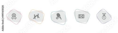 sports outline icon set. linear vector for ui, web and mobile. thin line awards, boxing, tennis icons.