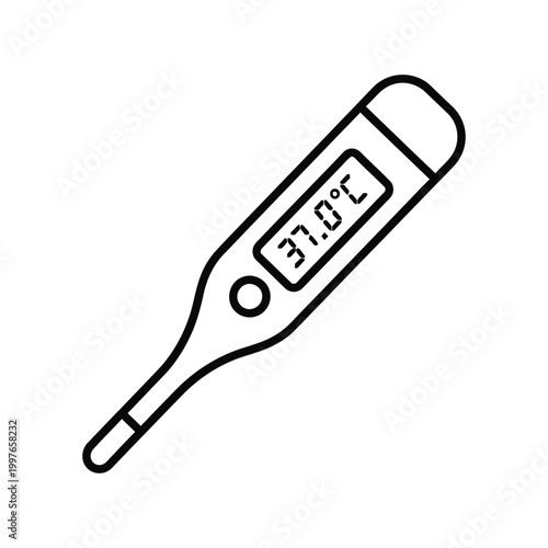 Digital thermometer displaying 37 0 c temperature reading
