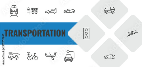transportation outline icon set. linear vector for ui, web and mobile. thin line tram, scholar bus stop, formula 1 icons.