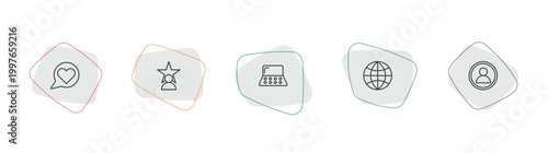 blogger and influencer outline icon set. linear vector for ui, web and mobile. thin line like, fame, makeup palette icons.