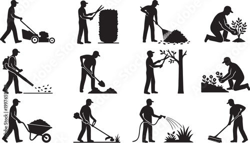 Roofing Contractor Silhouettes - Professional Roof Repair and Construction Workers