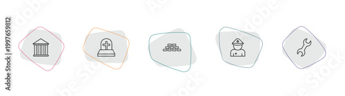 history outline icon set. linear vector for ui, web and mobile. thin line pantheon, tomb, bricks icons.