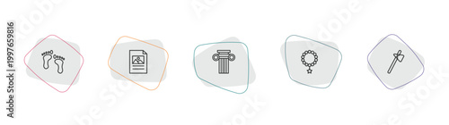 history outline icon set. linear vector for ui, web and mobile. thin line foot print, poster, ancient icons.