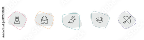 history outline icon set. linear vector for ui, web and mobile. thin line moais, sphinx, diaur icons.