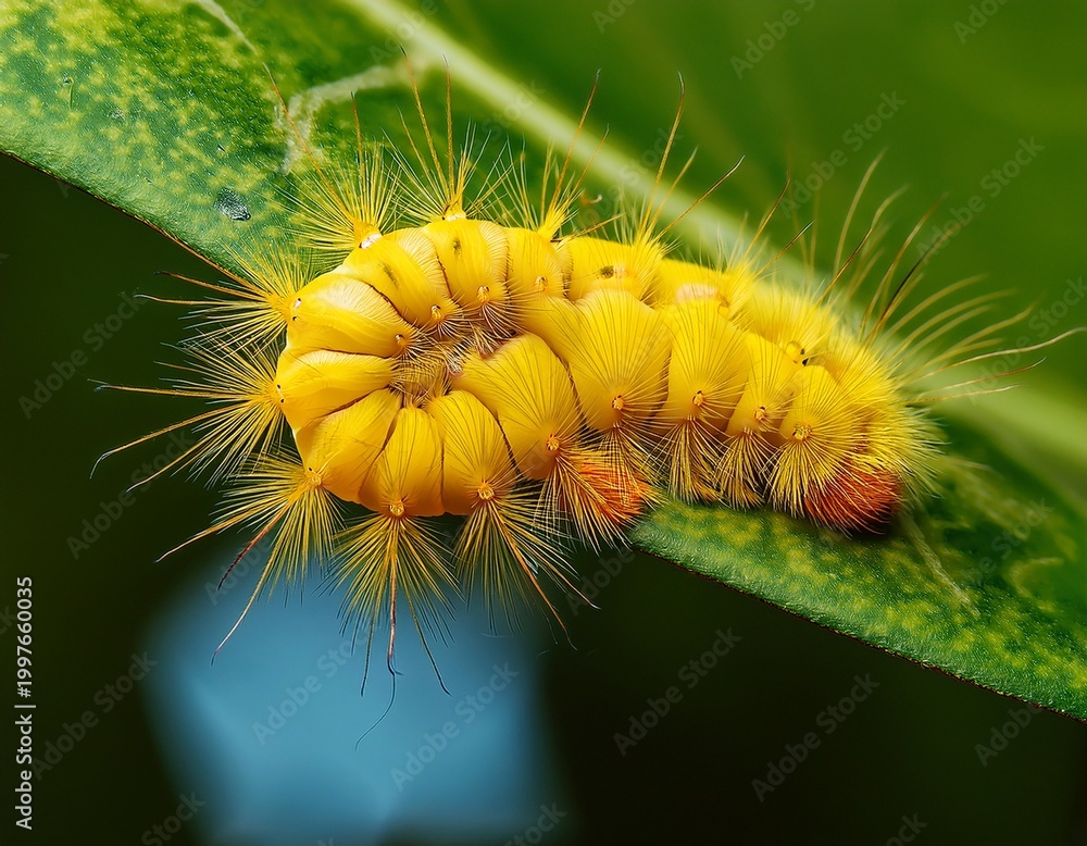 Fototapeta premium yellow caterpillar on a leaf