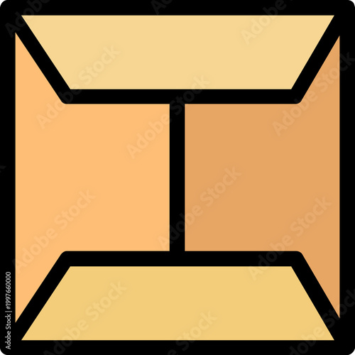 Flat colored orange envelope icon symbolizing email, mail, message and postal communication in simple flat design style.