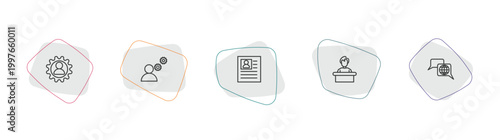 human resources outline icon set. linear vector for ui, web and mobile. thin line skills, , personal profile icons.