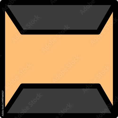 Flat colored orange envelope icon symbolizing email, mail, message and communication in simple flat design style.