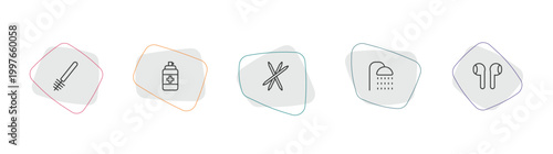 hygiene outline icon set. linear vector for ui, web and mobile. thin line toilet brush, antiseptic, toothpick icons.