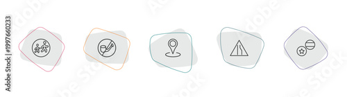 maps and flags outline icon set. linear vector for ui, web and mobile. thin line school zone, no smoking pipe, locations icons.