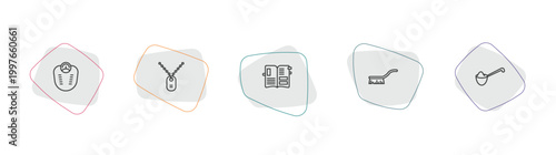 miscellaneous outline icon set. linear vector for ui, web and mobile. thin line body weight, army dog tag, scrapbook icons.
