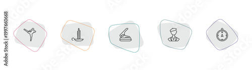 miscellaneous outline icon set. linear vector for ui, web and mobile. thin line muay thai, candlesticks, puncher icons.