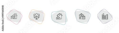 real estate outline icon set. linear vector for ui, web and mobile. thin line for sale, juridical, rent icons.