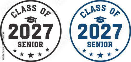 Class of 2027 senior graduation stylish oval seal designs for celebrating high school achievements