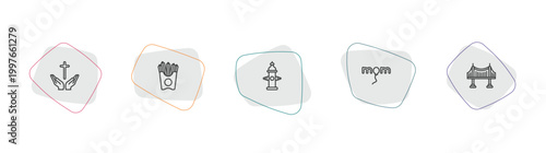 united states of america outline icon set. linear vector for ui, web and mobile. thin line blessings, french fries, fire hydrant icons.