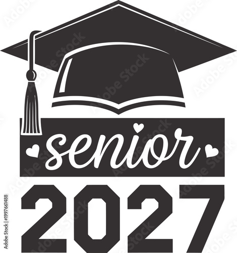 Class of 2027 senior graduation celebrating achievements with a stylish graduation cap design