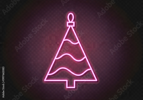 Pink neon Christmas tree outline sign