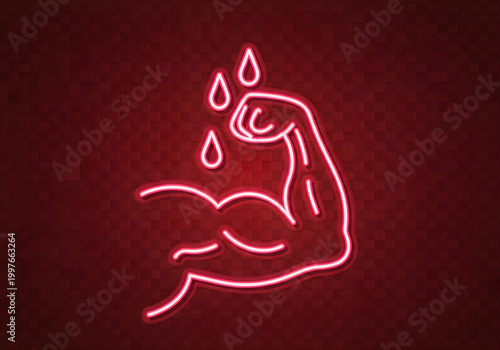 Neon heart with dripping water drops