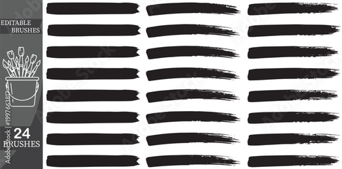 Editable brushes, customizable paintbrushes, vector brush strokes, 24 illustration tools