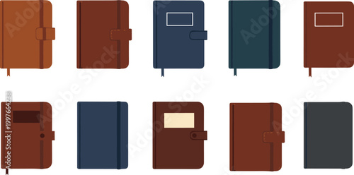 Large Collection of Leather and Fabric Covered Notebooks with Elastic Closures and Ribbon Bookmarks for Personal Journaling Office Planning and Creative Writing