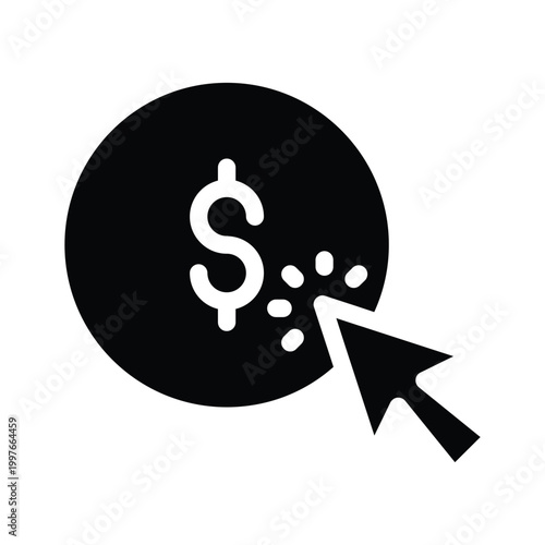 ppc, pay per click solid icon vector design good for web or mobile app