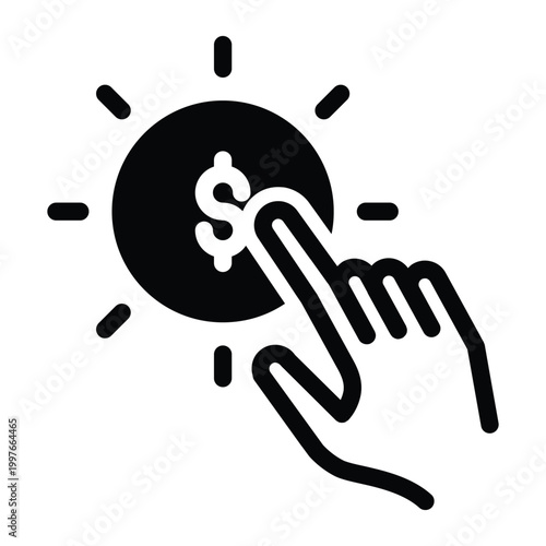 ppc, pay per click solid icon vector design good for web or mobile app