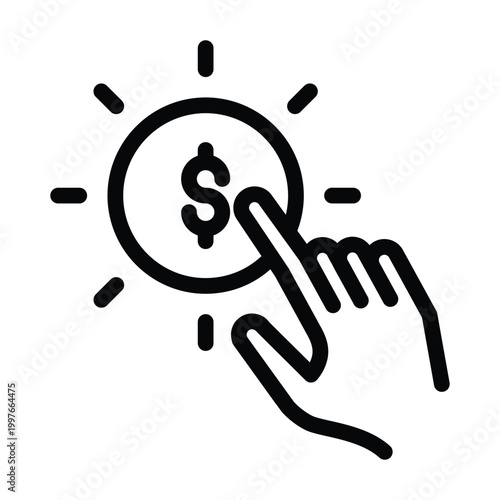 ppc, pay per click outline icon vector design good for web or mobile app