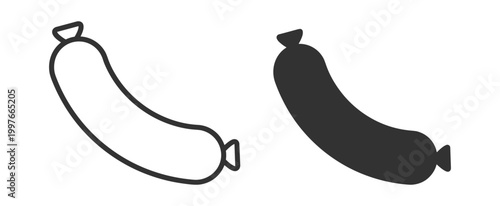sausage line and solid icon set, food meat product illustration vector