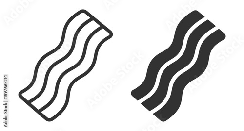Tableau sur toile bacon slice icon set, vector illustration of cured pork meat, food symbol and br