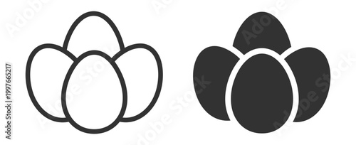 egg icon set line and solid style vector illustration on transparent background