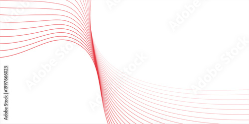 Red stripes on a white background. Creative line art. Red waves with lines. Curved wavy line, smooth stripe. eps10
