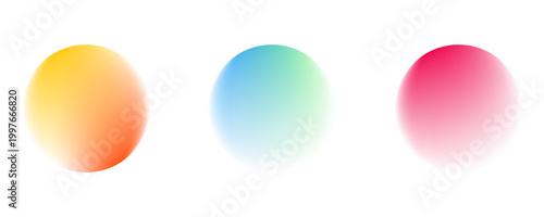 Set color circle gradient noise gradation. Abstract colorful watercolor blur mesh on isolated transparent background. Circle shape png.