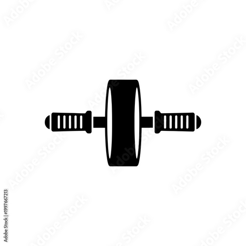 Foto A black silhouette of an abdominal wheel a fitness tool used for core strengthen