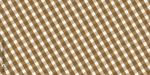 Seamless brown gingham checkered pattern background