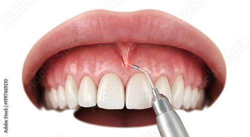 Hyper-Realistic 3D Render of a Dental Laser Frenectomy Procedure