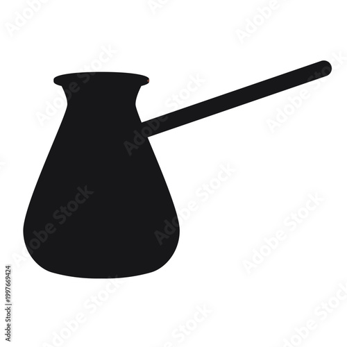 Cezve icon, traditional Turkish coffee pot silhouette for brewing guide, packaging and cafe design