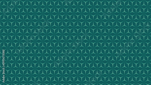 Emerald Green Geometric Pattern Background with Isometric Star Shapes and Professional Tech Aesthetic