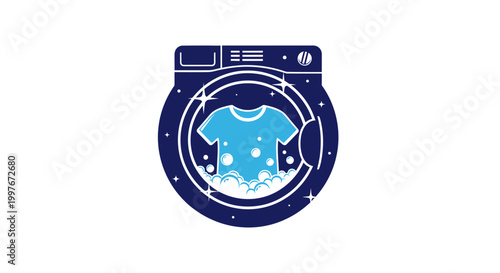 Laundry washing machine with t-shirt.