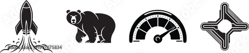 Photos Business Silhouette Vector Icon Set – Modern Corporate Office, Finance, Marketin