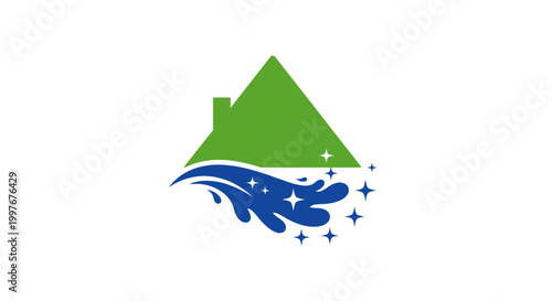 Eco friendly cleaning service logo concept.