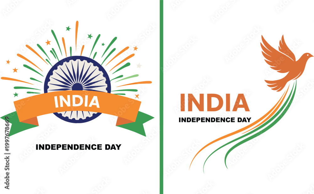 Obraz premium India independence day celebration fireworks ashoka chakra and a majestic bird