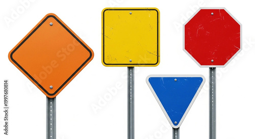 Blank street signs isolated on transparent background.