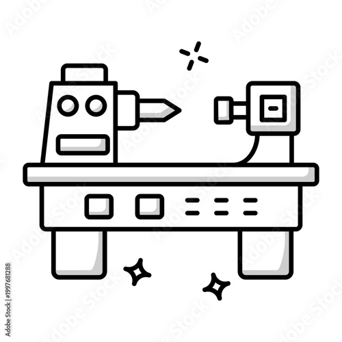 A solidar style icon of a cnc lathe