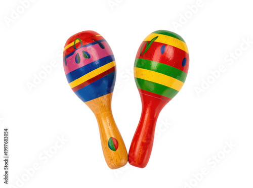 Colorful wooden marabou pairs on a clean white background, great for showcasing or decoration