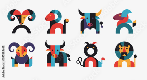 Geometric Zodiac Animals Collection