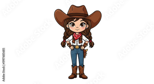 Illustration of a cute cowgirl on a white background